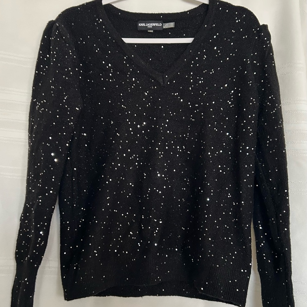 Karl Lagerfeld Black Sweatshirt with White Accents